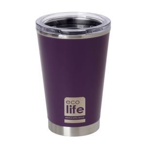 Dark Purple Coffee Thermos 370ml | Διαφανές Καπάκι